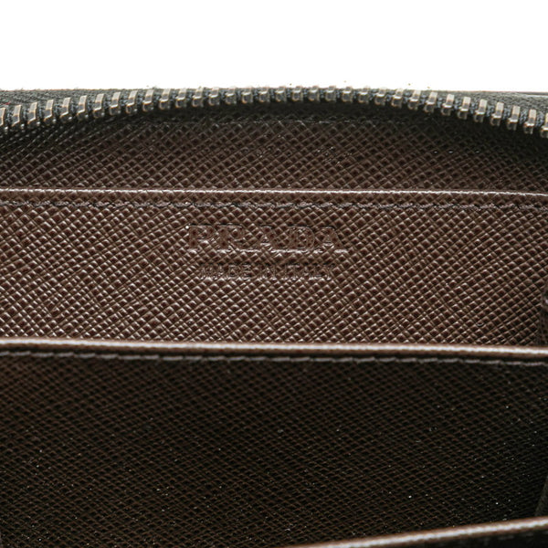 プラダ サフィアーノ ラウンドファスナー コインケース ブラック レザー レディース PRADA 【中古】