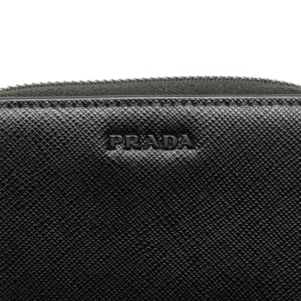 プラダ サフィアーノ ラウンドファスナー コインケース ブラック レザー レディース PRADA 【中古】