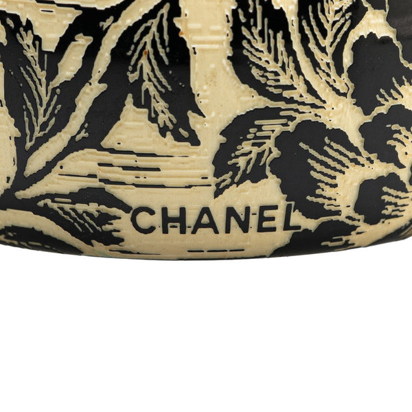 シャネル ココマーク ボタニカル柄 バングル ブラック ホワイト プラスチック レディース CHANEL 【中古】