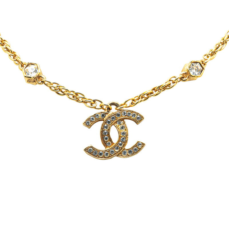シャネル ココマーク ロングチェーン ネックレス ゴールド メッキ ラインストーン レディース CHANEL 【中古】