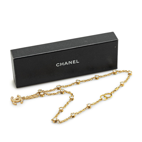 シャネル ココマーク ロングチェーン ネックレス ゴールド メッキ ラインストーン レディース CHANEL 【中古】