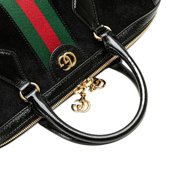 グッチ シェリーライン オフィディア GGミディアム ハンドバッグ ショルダーバッグ 2WAY 524532 ブラック パテントレザー スエード レディース GUCCI 【中古】