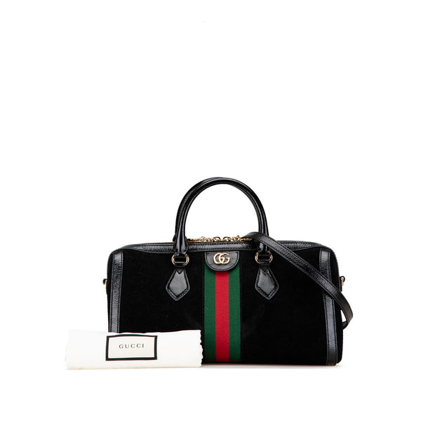 グッチ シェリーライン オフィディア GGミディアム ハンドバッグ ショルダーバッグ 2WAY 524532 ブラック パテントレザー スエード レディース GUCCI 【中古】