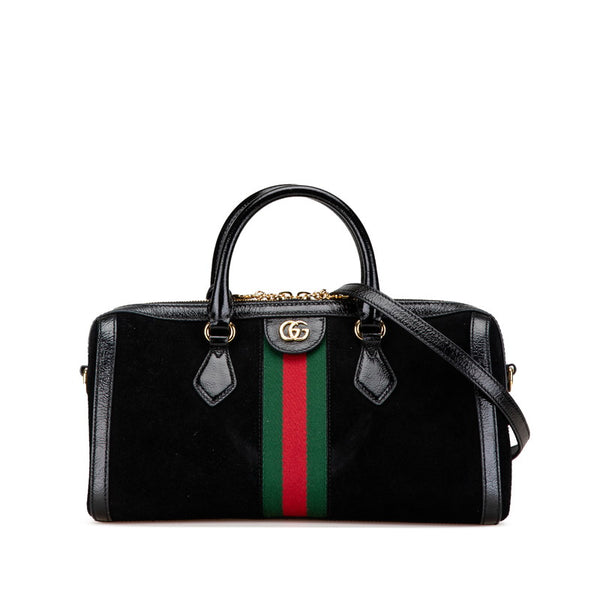 グッチ シェリーライン オフィディア GGミディアム ハンドバッグ ショルダーバッグ 2WAY 524532 ブラック パテントレザー スエード レディース GUCCI 【中古】