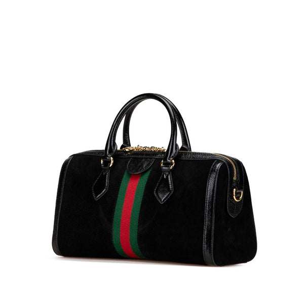 グッチ シェリーライン オフィディア GGミディアム ハンドバッグ ショルダーバッグ 2WAY 524532 ブラック パテントレザー スエード レディース GUCCI 【中古】