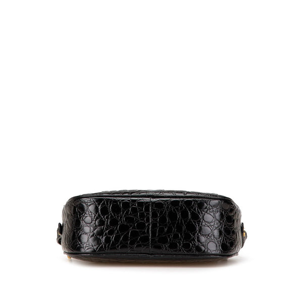 サルヴァトーレフェラガモ 型押し 斜め掛け ショルダーバッグ ブラック レザー レディース Salvatore Ferragamo 【中古】