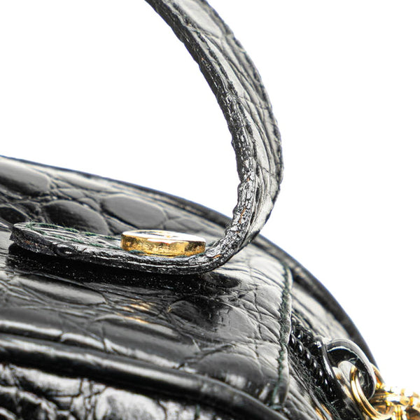 サルヴァトーレフェラガモ 型押し 斜め掛け ショルダーバッグ ブラック レザー レディース Salvatore Ferragamo 【中古】