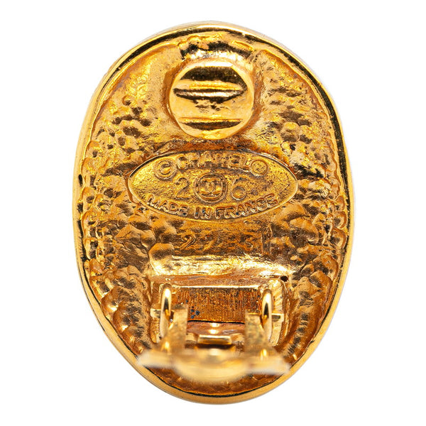 シャネル ココマーク オーバル 王冠 クラウン イヤリング ゴールド メッキ レディース CHANEL 【中古】