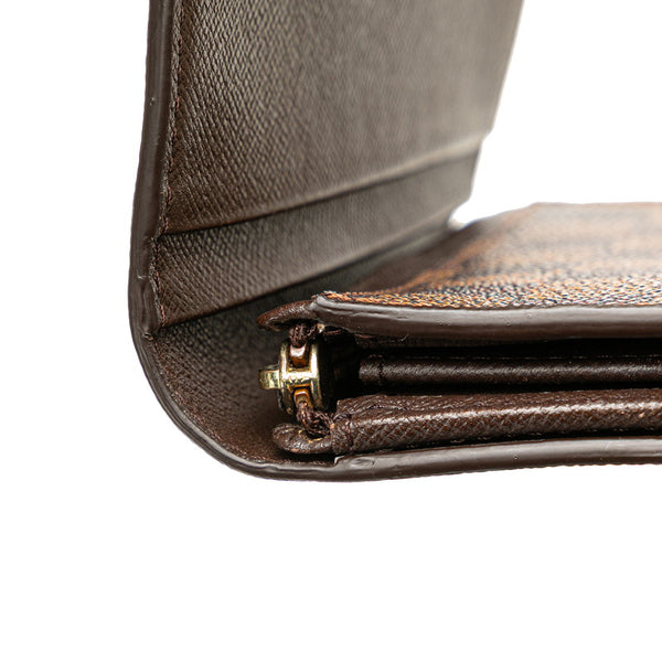 ルイ ヴィトン ダミエ トレゾール 二つ折り財布 N61736 ブラウン PVC レザー レディース LOUIS VUITTON 【中古】
