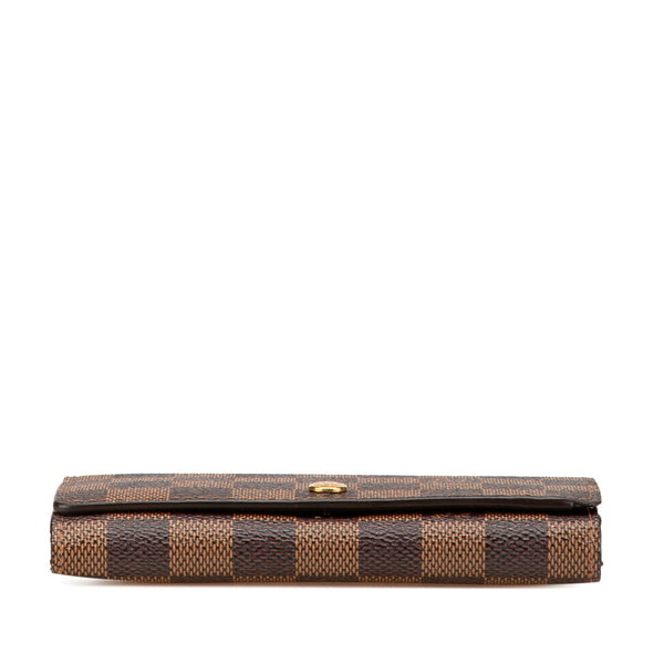 ルイ ヴィトン ダミエ トレゾール 二つ折り財布 N61736 ブラウン PVC レザー レディース LOUIS VUITTON 【中古】