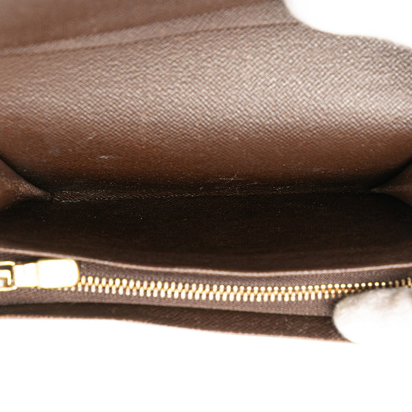 ルイ ヴィトン ダミエ トレゾール 二つ折り財布 N61736 ブラウン PVC レザー レディース LOUIS VUITTON 【中古】