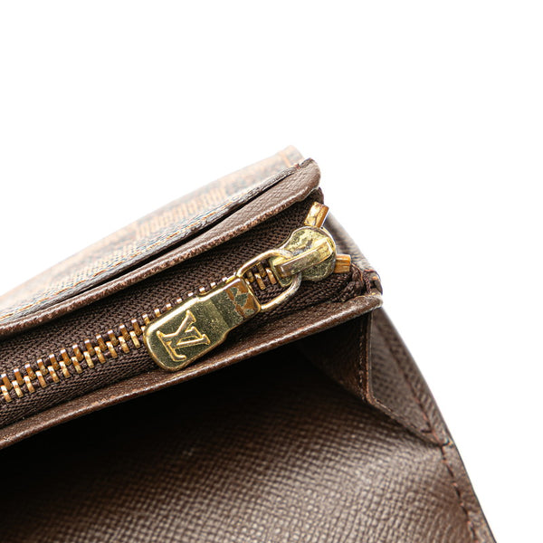 ルイ ヴィトン ダミエ トレゾール 二つ折り財布 N61736 ブラウン PVC レザー レディース LOUIS VUITTON 【中古】