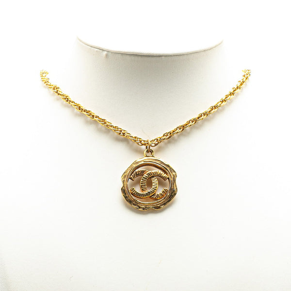 シャネル ココマーク ラウンド サークル ネックレス ゴールド メッキ レディース CHANEL 【中古】