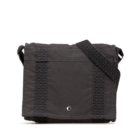 エルメス エールライン バサスPM 斜め掛け ショルダーバッグ  グレー キャンバス レディース HERMES 【中古】