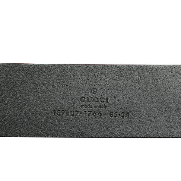 グッチ グッチシマ ベルト 85.34 189807 ブラック シルバー レザー メンズ GUCCI 【中古】
