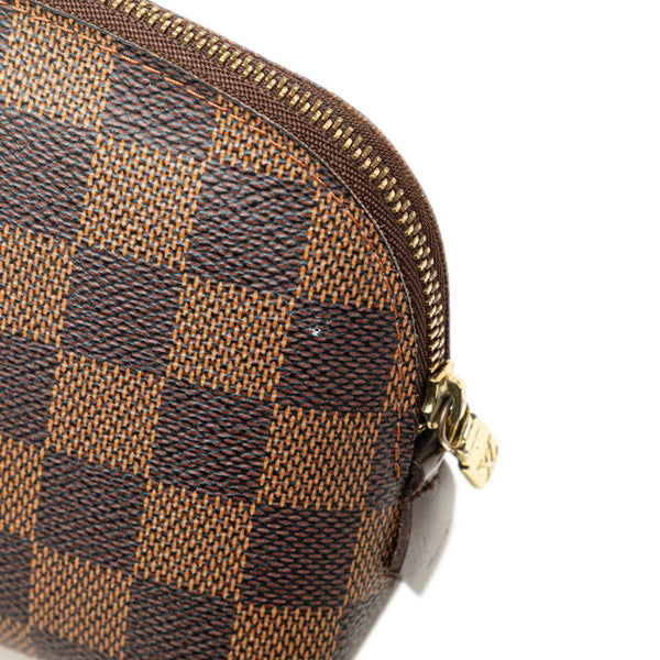 ルイ ヴィトン ダミエ ポシェット コスメティック PM ポーチ N47516 ブラウン PVC レザー レディース LOUIS VUITTON 【中古】