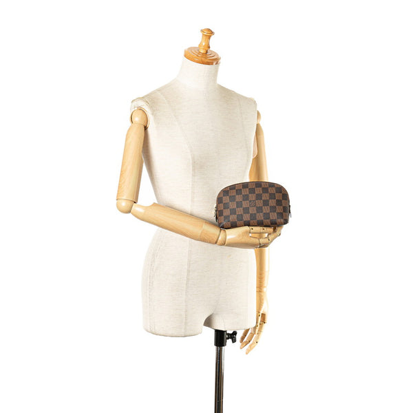 ルイ ヴィトン ダミエ ポシェット コスメティック PM ポーチ N47516 ブラウン PVC レザー レディース LOUIS VUITTON 【中古】