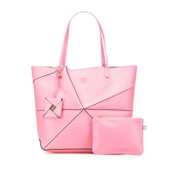 ロエベ アナグラム オリガミ トートバッグ ピンク ナッパレザー レディース LOEWE 【中古】