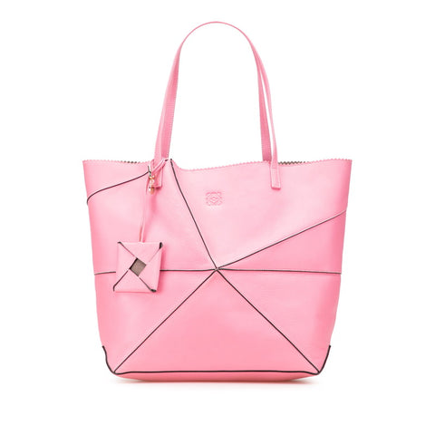 ロエベ アナグラム オリガミ トートバッグ ピンク ナッパレザー レディース LOEWE 【中古】