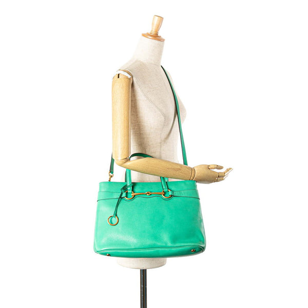グッチ ホースビット ハンドバッグ ショルダーバッグ 2WAY 319795 グリーン レザー レディース GUCCI 【中古】