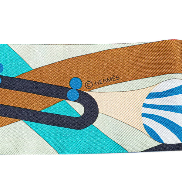エルメス ツイリー Parade en Fanfare パラード アン ファンファーレ スカーフ ブルー ブラウン レッド マルチカラー シルク レディース HERMES 【中古】