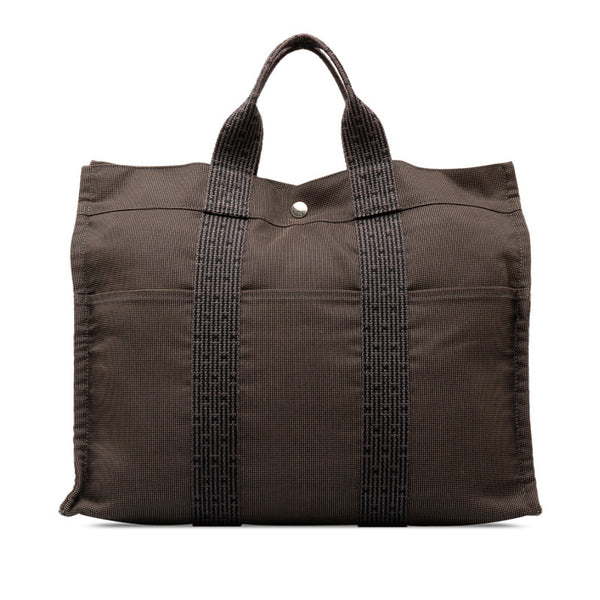 エルメス エールライントートMM ハンドバッグ トートバッグ グレー キャンバス レディース HERMES 【中古】