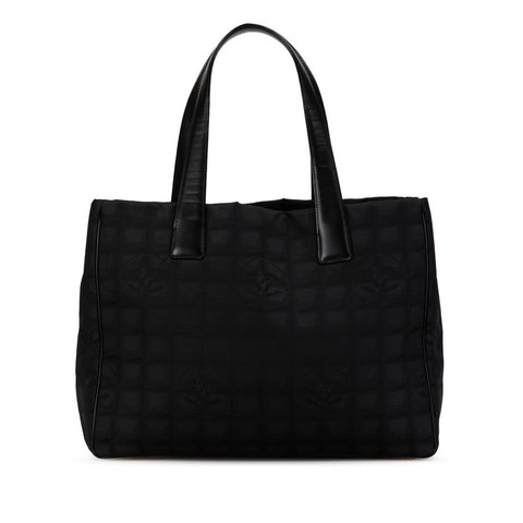 シャネル ニュートラベルライン ココマーク トートMM トートバッグ ブラック ナイロン レザー レディース CHANEL 【中古】