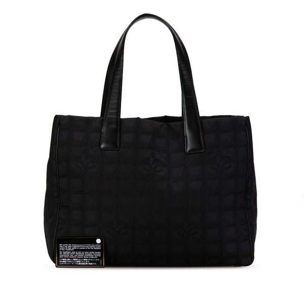 シャネル ニュートラベルライン ココマーク トートMM トートバッグ ブラック ナイロン レザー レディース CHANEL 【中古】