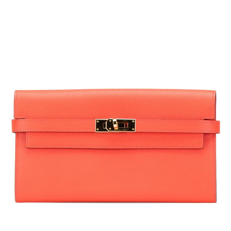 エルメス ケリーウォレット ロング 長財布 ローズジャイプールサーモン ピンク ヴォーエプソン レディース HERMES 【中古】