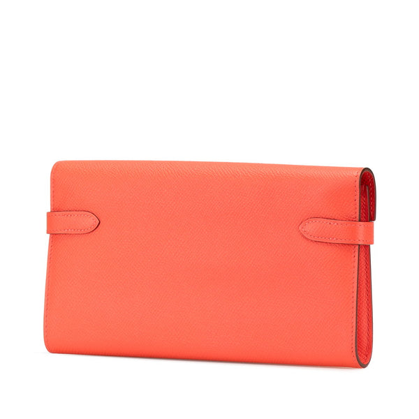 エルメス ケリーウォレット ロング 長財布 ローズジャイプールサーモン ピンク ヴォーエプソン レディース HERMES 【中古】
