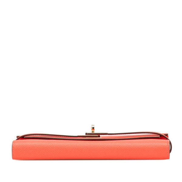 エルメス ケリーウォレット ロング 長財布 ローズジャイプールサーモン ピンク ヴォーエプソン レディース HERMES 【中古】