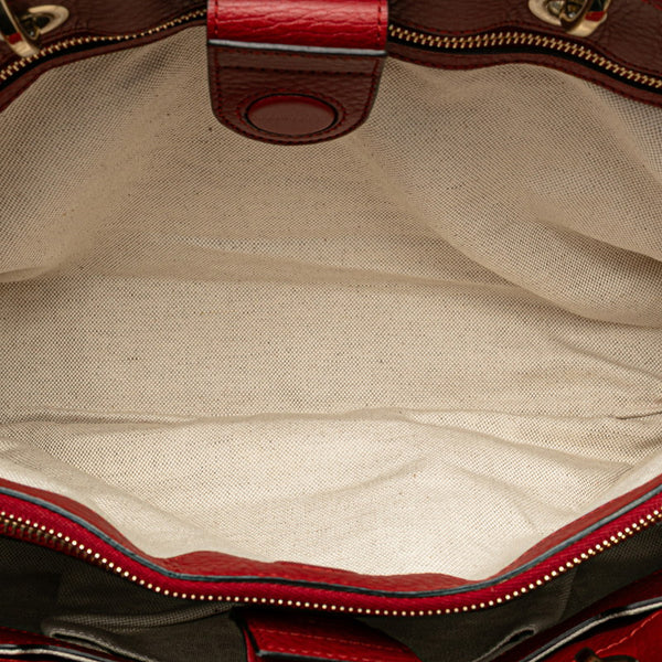 グッチ バンブー ハンドバッグ ショルダーバッグ 2WAY 323660 レッド レザー レディース GUCCI 【中古】