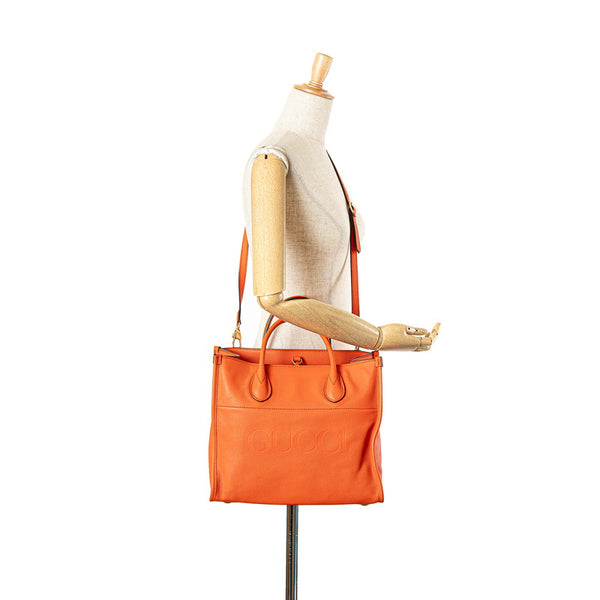 グッチ ロゴ ハンドバッグ ショルダーバッグ 2WAY 674822 オレンジ レザー レディース GUCCI 【中古】