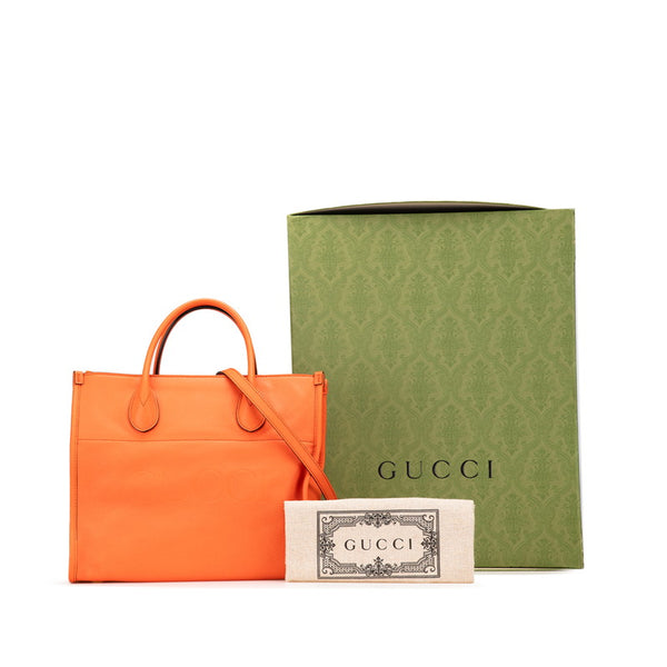 グッチ ロゴ ハンドバッグ ショルダーバッグ 2WAY 674822 オレンジ レザー レディース GUCCI 【中古】