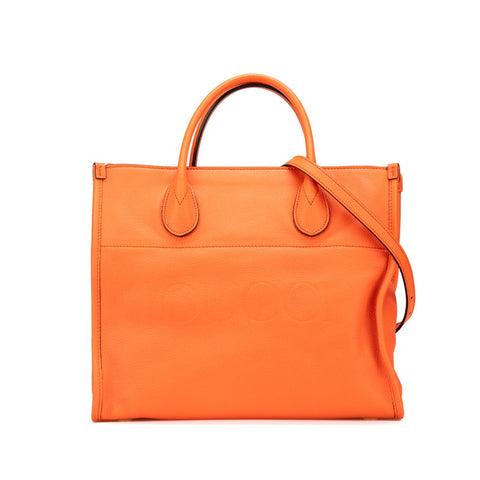 グッチ ロゴ ハンドバッグ ショルダーバッグ 2WAY 674822 オレンジ レザー レディース GUCCI 【中古】