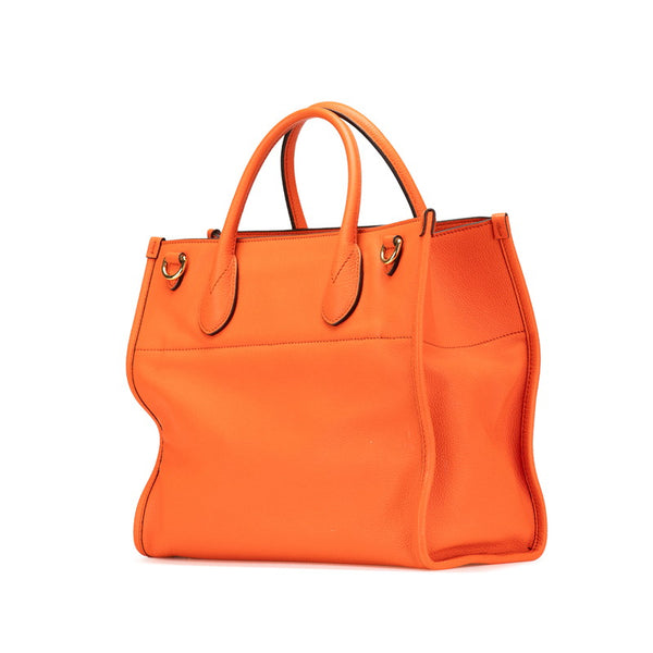 グッチ ロゴ ハンドバッグ ショルダーバッグ 2WAY 674822 オレンジ レザー レディース GUCCI 【中古】