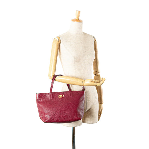 サルヴァトーレフェラガモ ガンチーニ ハンドバッグ トートバッグ パープル レザー レディース Salvatore Ferragamo 【中古】