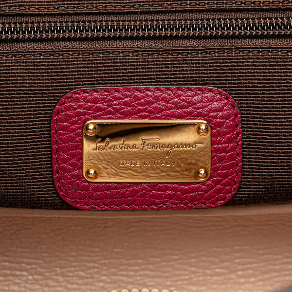 サルヴァトーレフェラガモ ガンチーニ ハンドバッグ トートバッグ パープル レザー レディース Salvatore Ferragamo 【中古】