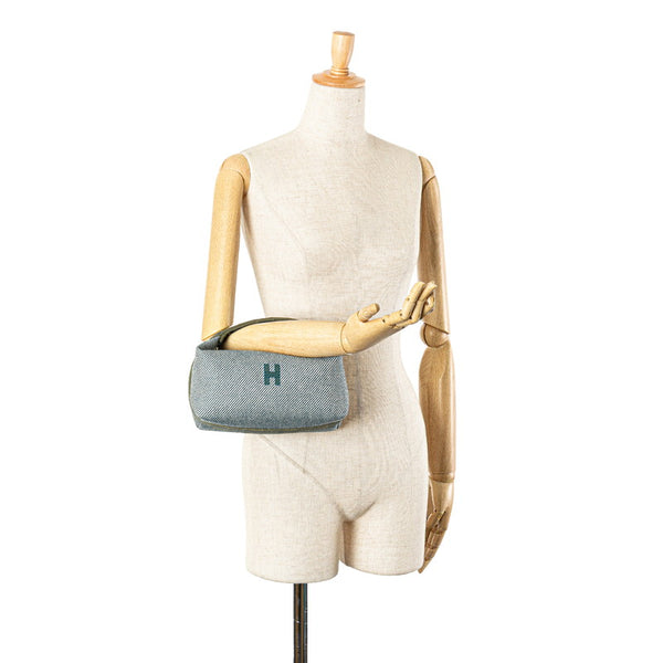 エルメス ブリッド ア ブラックPM ハンドバッグ ブルーアビス グリーン コットン レディース HERMES 【中古】