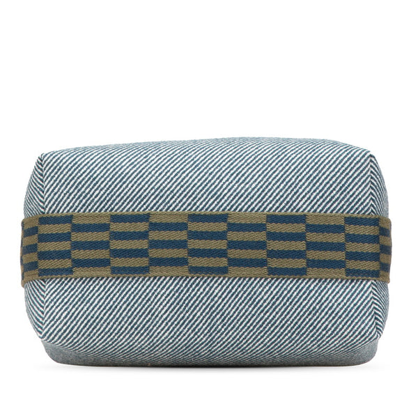 エルメス ブリッド ア ブラックPM ハンドバッグ ブルーアビス グリーン コットン レディース HERMES 【中古】