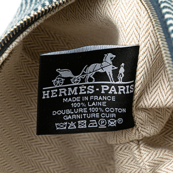 エルメス ブリッド ア ブラックPM ハンドバッグ ブルーアビス グリーン コットン レディース HERMES 【中古】