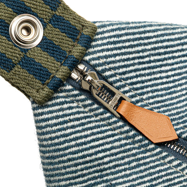 エルメス ブリッド ア ブラックPM ハンドバッグ ブルーアビス グリーン コットン レディース HERMES 【中古】