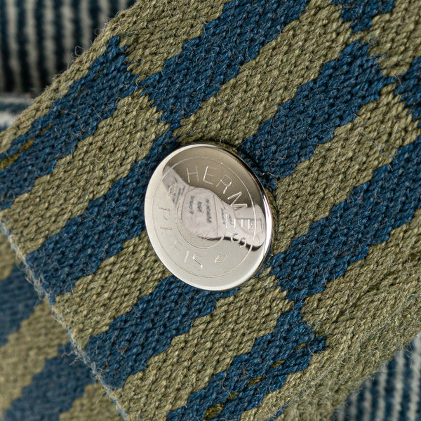 エルメス ブリッド ア ブラックPM ハンドバッグ ブルーアビス グリーン コットン レディース HERMES 【中古】