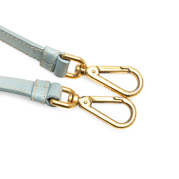プラダ 三角ロゴプレート サフィアーノ ハンドバッグ ショルダーバッグ 2WAY ライトブルー レザー レディース PRADA 【中古】