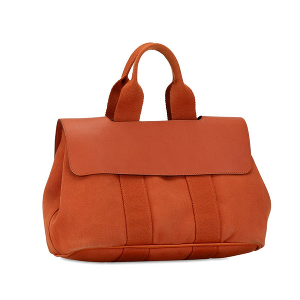 エルメス ヴァルパライソPM ハンドバッグ オレンジ キャンバス レザー レディース HERMES 【中古】