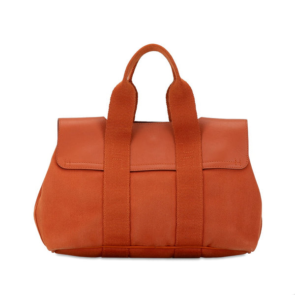 エルメス ヴァルパライソPM ハンドバッグ オレンジ キャンバス レザー レディース HERMES 【中古】
