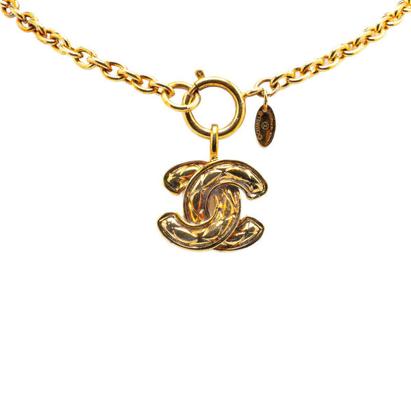 シャネル ヴィンテージ ココマーク ミニ マトラッセ ペンダントネックレス ゴールド メッキ レディース CHANEL 【中古】