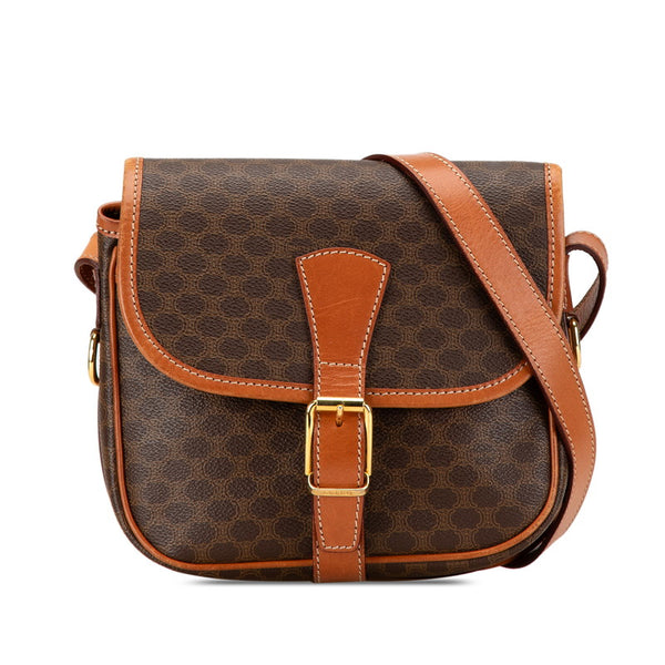 セリーヌ マカダム 斜め掛け ショルダーバッグ  ブラウン PVC レザー レディース CELINE 【中古】