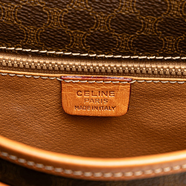 セリーヌ マカダム 斜め掛け ショルダーバッグ  ブラウン PVC レザー レディース CELINE 【中古】