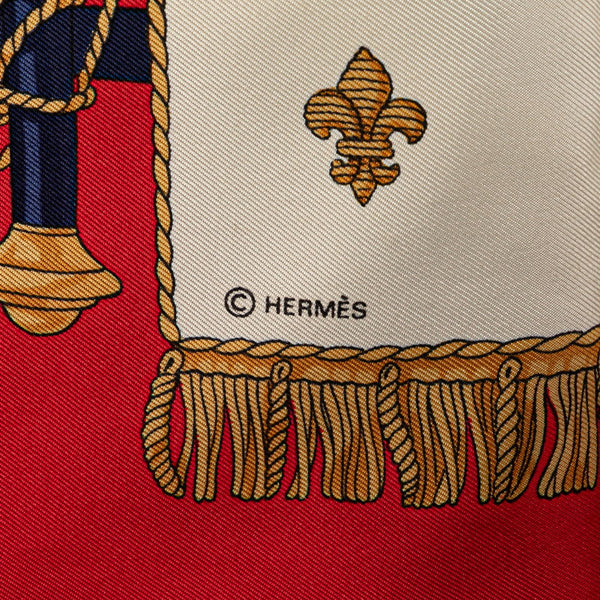 エルメス カレ90 VUE DU CAROSSE DE LA GALERE LA REALE クイーンの戴冠式 スカーフ ホワイト マルチカラー シルク レディース HERMES 【中古】